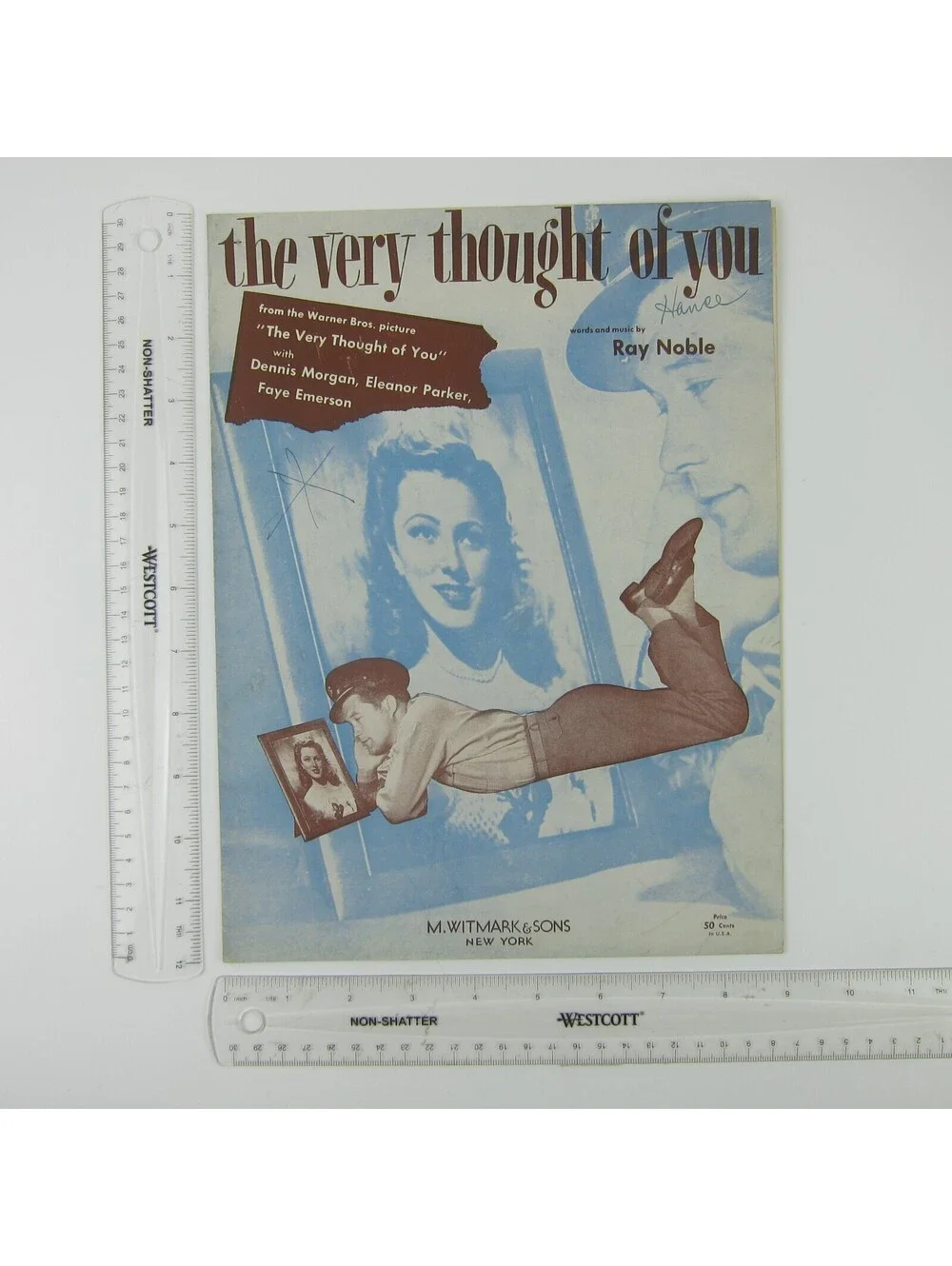 Sheet Music The Very Thought Of You Dennis Morgan Eleanor Parker Vintage 1934